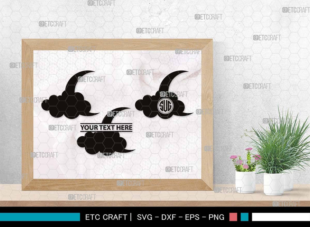 Moon Monogram, Moon Silhouette, Moon SVG, Star Svg, Moon Star Svg ...