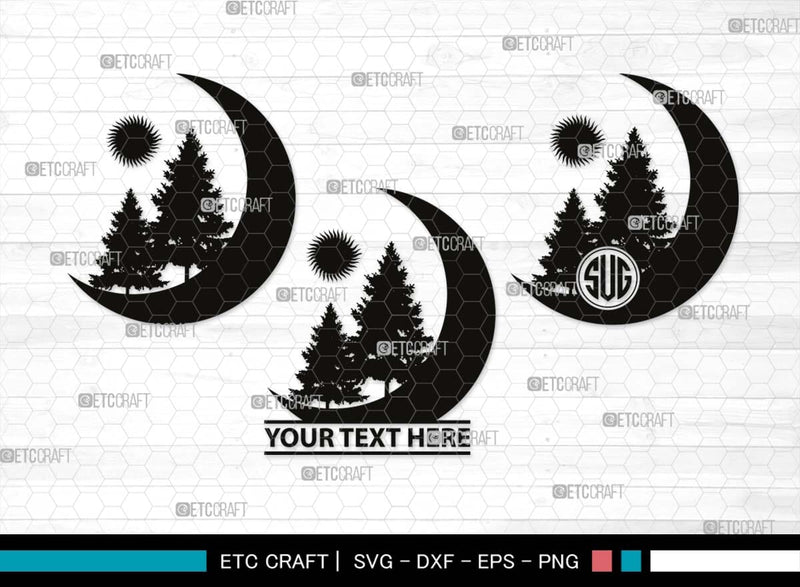 Moon Monogram, Moon Silhouette, Moon SVG, Star Svg, Moon Star Svg, Night Sky Svg, Starry Night Svg, SB00509 SVG ETC Craft 