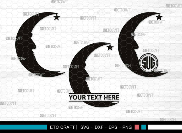 Moon Monogram, Moon Silhouette, Moon SVG, Star Svg, Moon Star Svg, Night Sky Svg, Starry Night Svg, SB00509 SVG ETC Craft 