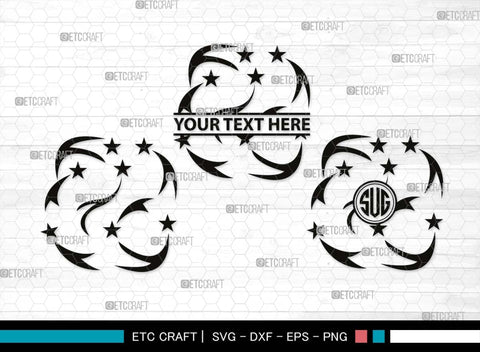 Moon Monogram, Moon Silhouette, Moon SVG, Star Svg, Moon Star Svg, Night Sky Svg, Starry Night Svg, SB00509 SVG ETC Craft 