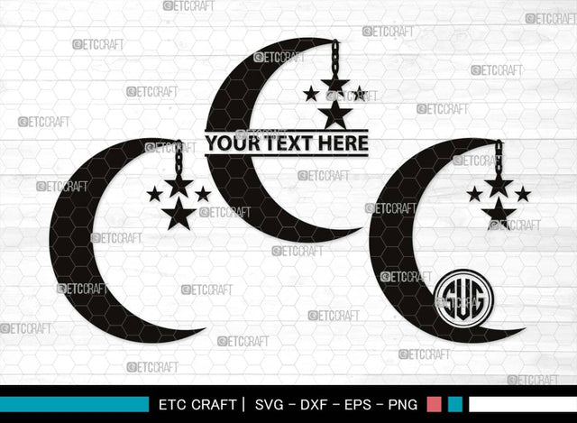 Moon Monogram, Moon Silhouette, Moon SVG, Star Svg, Moon Star Svg, Night Sky Svg, Starry Night Svg, SB00509 SVG ETC Craft 