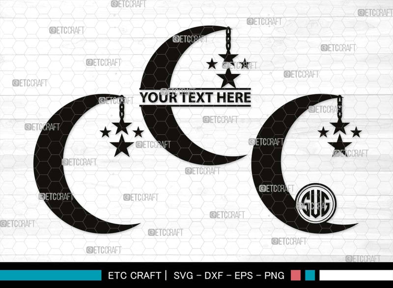 Moon Monogram, Moon Silhouette, Moon SVG, Star Svg, Moon Star Svg, Night Sky Svg, Starry Night Svg, SB00509 SVG ETC Craft 