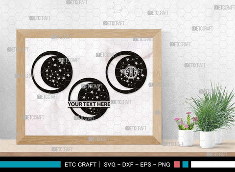 Moon Monogram, Moon Silhouette, Moon SVG, Star Svg, Moon Star Svg, Night Sky Svg, Starry Night Svg, SB00509 SVG ETC Craft 