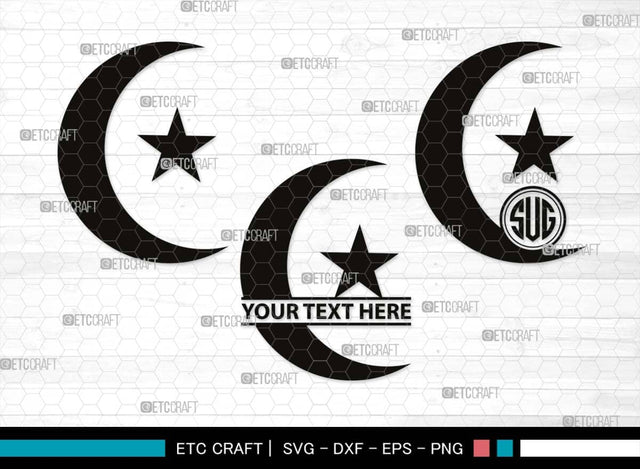 Moon Monogram, Moon Silhouette, Moon SVG, Star Svg, Moon Star Svg, Night Sky Svg, Starry Night Svg, SB00509 SVG ETC Craft 