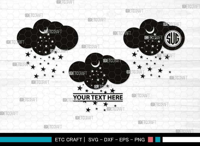 Moon Monogram, Moon Silhouette, Moon SVG, Star Svg, Moon Star Svg, Night Sky Svg, Starry Night Svg, SB00509 SVG ETC Craft 