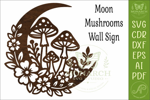 Moon Mushroom Wall Art SVG | Whimsical Woodland Decor SVG APInspireddesigns 