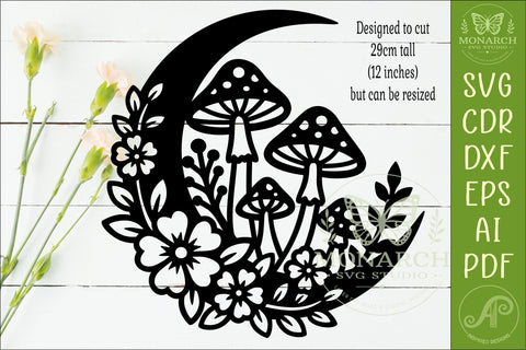 Moon Mushroom Wall Art SVG | Whimsical Woodland Decor SVG APInspireddesigns 