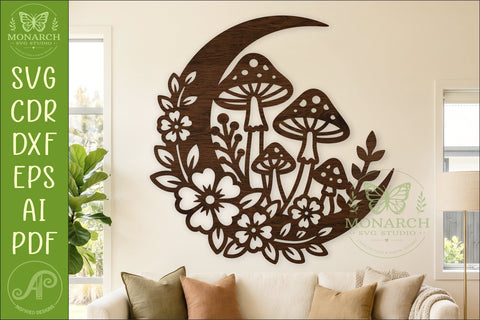 Moon Mushroom Wall Art SVG | Whimsical Woodland Decor SVG APInspireddesigns 