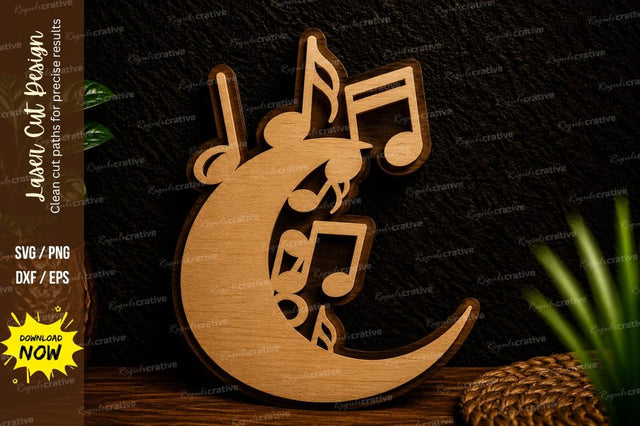 Moon Music Notes Laser Cut Svg Design SVG Regulrcrative 