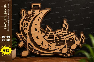Moon Music Notes Laser Cut SVG Design SVG Regulrcrative 