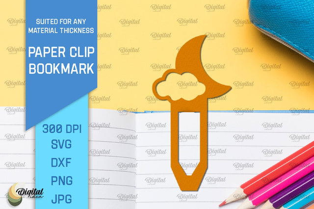 Moon Paper Clip Bookmark. Bookmark Clip Template SVG SVG Evgenyia Guschina 