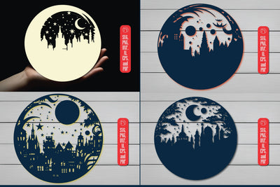 Moon Papercut Wall Decor SVG Bundle SVG MD JOYNAL ABDIN 