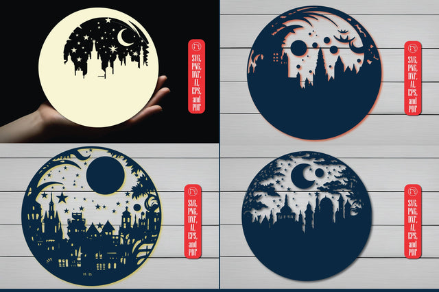 Moon Papercut Wall Decor SVG Bundle SVG MD JOYNAL ABDIN 