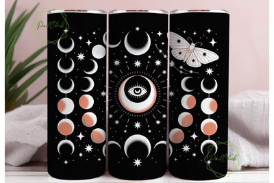 Moon Phases Moth Plant 20oz Tumbler Wrap Sublimation PixelChick 