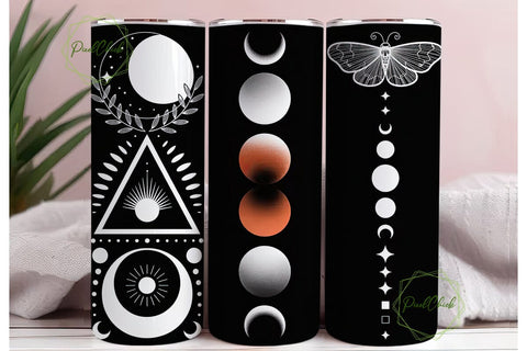 Moon Phases Moth Plant 20oz Tumbler Wrap Sublimation PixelChick 