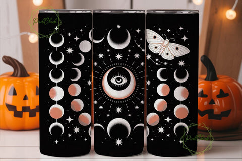 Moon Phases Moth Plant 20oz Tumbler Wrap Sublimation PixelChick 