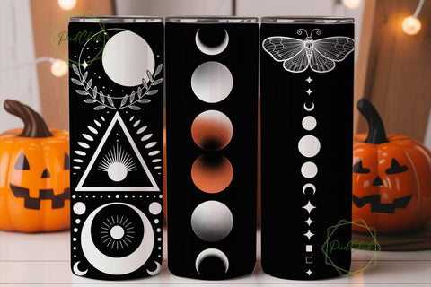 Moon Phases Moth Plant 20oz Tumbler Wrap Sublimation PixelChick 