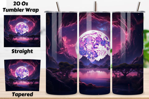 Moon Tumbler Wrap PNG, Sublimation PNG Design Sublimation FloridPrintables 
