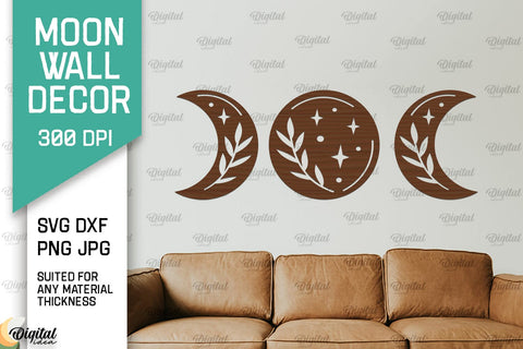 Moon Wall Art Laser Cut Bundle. Moon Wall Decor SVG SVG Evgenyia Guschina 