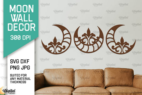 Moon Wall Art Laser Cut Bundle. Moon Wall Decor SVG SVG Evgenyia Guschina 
