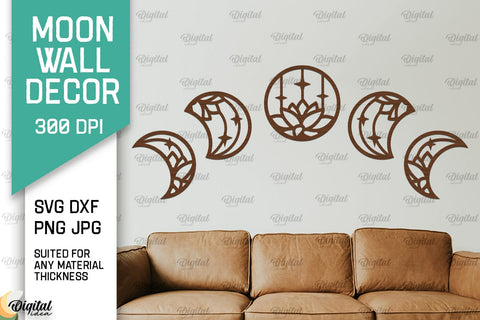 Moon Wall Art Laser Cut Bundle. Moon Wall Decor SVG SVG Evgenyia Guschina 