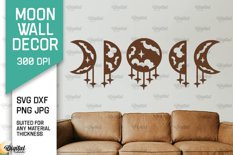 Moon Wall Art Laser Cut Bundle. Moon Wall Decor SVG SVG Evgenyia Guschina 