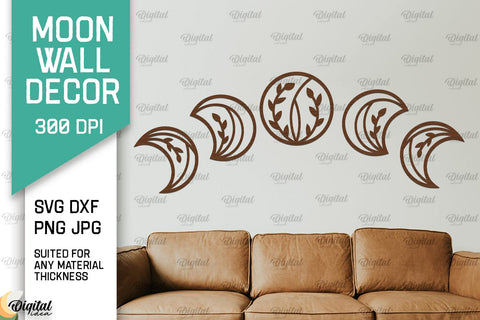 Moon Wall Art Laser Cut Bundle. Moon Wall Decor SVG SVG Evgenyia Guschina 