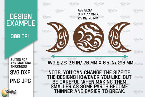 Moon Wall Art Laser Cut Design. Moon Wall Decor SVG SVG Evgenyia Guschina 