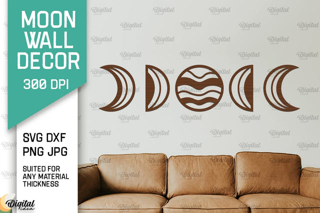 Moon Wall Art Laser Cut Design. Moon Wall Decor SVG SVG Evgenyia Guschina 