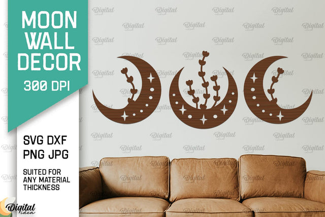 Moon Wall Art Laser Cut Design. Moon Wall Decor SVG SVG Evgenyia Guschina 