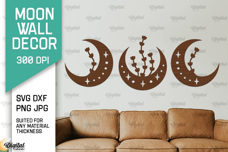 Moon Wall Art Laser Cut Design. Moon Wall Decor SVG SVG Evgenyia Guschina 