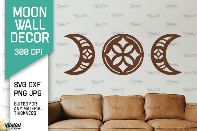 Moon Wall Art Laser Cut Design. Moon Wall Decor SVG SVG Evgenyia Guschina 