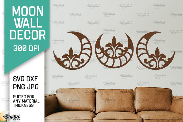 Moon Wall Art Laser Cut Design. Moon Wall Decor SVG SVG Evgenyia Guschina 