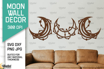 Moon Wall Art Laser Cut Design. Moon Wall Decor SVG SVG Evgenyia Guschina 
