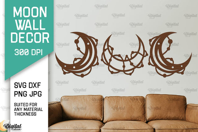 Moon Wall Art Laser Cut Design. Moon Wall Decor SVG SVG Evgenyia Guschina 