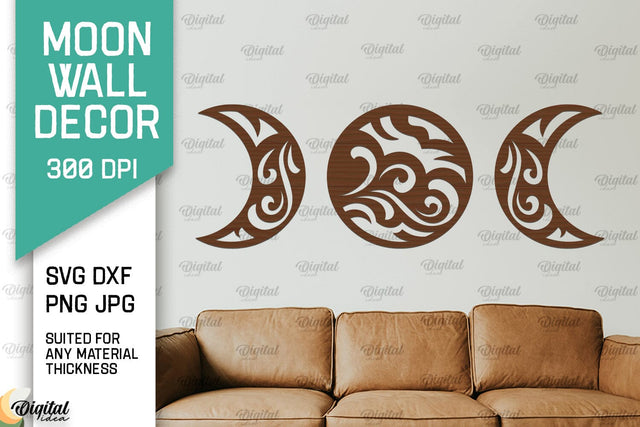 Moon Wall Art Laser Cut Design. Moon Wall Decor SVG SVG Evgenyia Guschina 