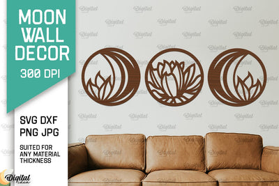 Moon Wall Art Laser Cut Design. Moon Wall Decor SVG SVG Evgenyia Guschina 
