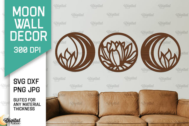 Moon Wall Art Laser Cut Design. Moon Wall Decor SVG SVG Evgenyia Guschina 