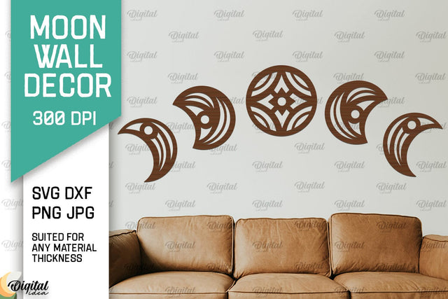 Moon Wall Art Laser Cut Design. Moon Wall Decor SVG SVG Evgenyia Guschina 