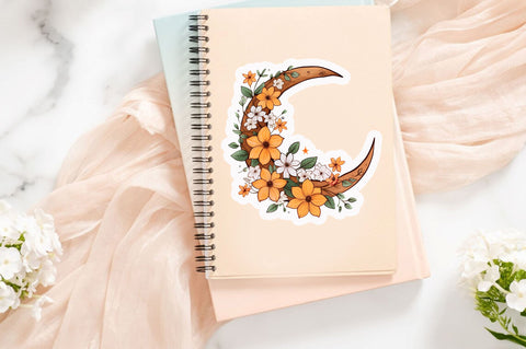 Moon with flower clipart Sticker Design Sublimation Regulrcrative 