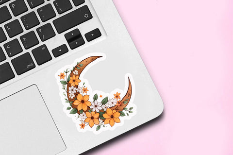 Moon with flower clipart Sticker Design Sublimation Regulrcrative 