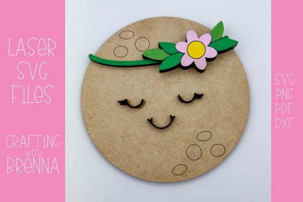 Moon with Flowers Nursery Sign Laser SVG File SVG Crafting With Brenna 