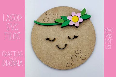 Moon with Flowers Nursery Sign Laser SVG File SVG Crafting With Brenna 