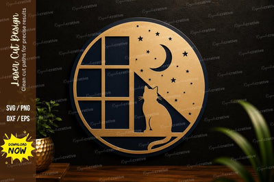 Moon Wolf Window Laser Cut SVG Design SVG Regulrcrative 