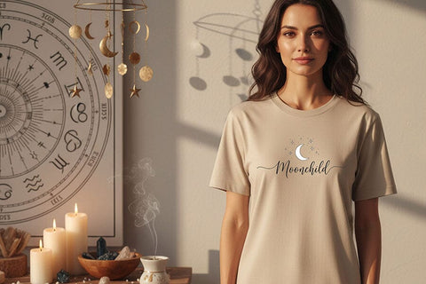 Moonchild PNG, Celestial Boho Design, Spiritual Moon Phase Art, Mystical Aesthetic PNG, Witchy Sublimation Graphic, Cosmic Star Clipart SVG TiffsCraftyCreations 