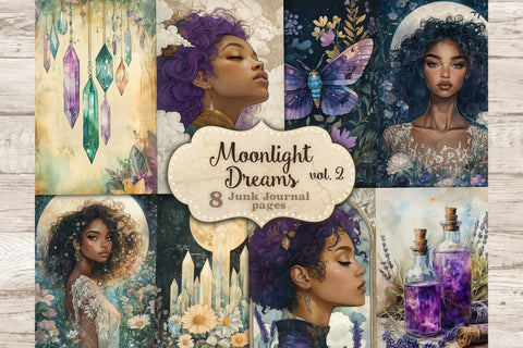 Moonlight Dreams Junk Journal Kit | Ephemera Pack SVG GlamArtZhanna 
