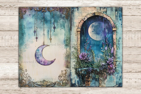 Moonlight Dreams Junk Journal Pages | Celestial Printable SVG GlamArtZhanna 