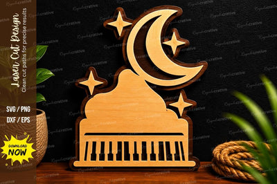 Moonlight Grand Piano Ornament Laser Cut SVG File SVG Regulrcrative 