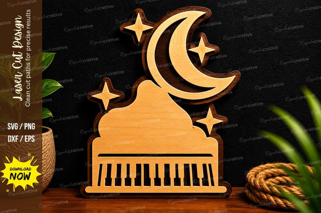 Moonlight Grand Piano Ornament Laser Cut SVG File SVG Regulrcrative 