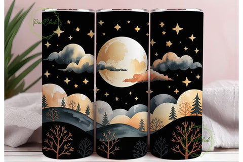 Moonlit Autumn Night 20oz Tumbler Wrap Sublimation PixelChick 